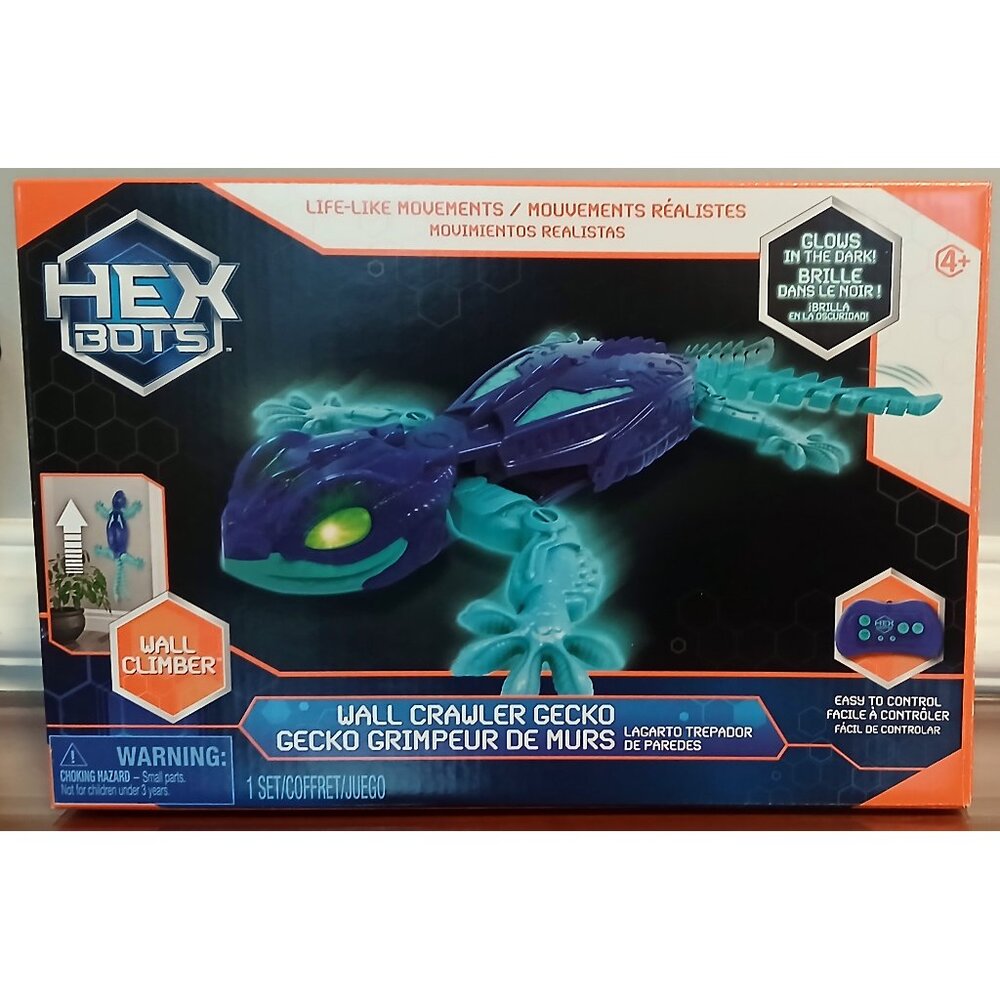 HEX BOTS Glow-in-the-Dark Wall Crawler Gecko, Robot Toys for Kids Ages 4 and up